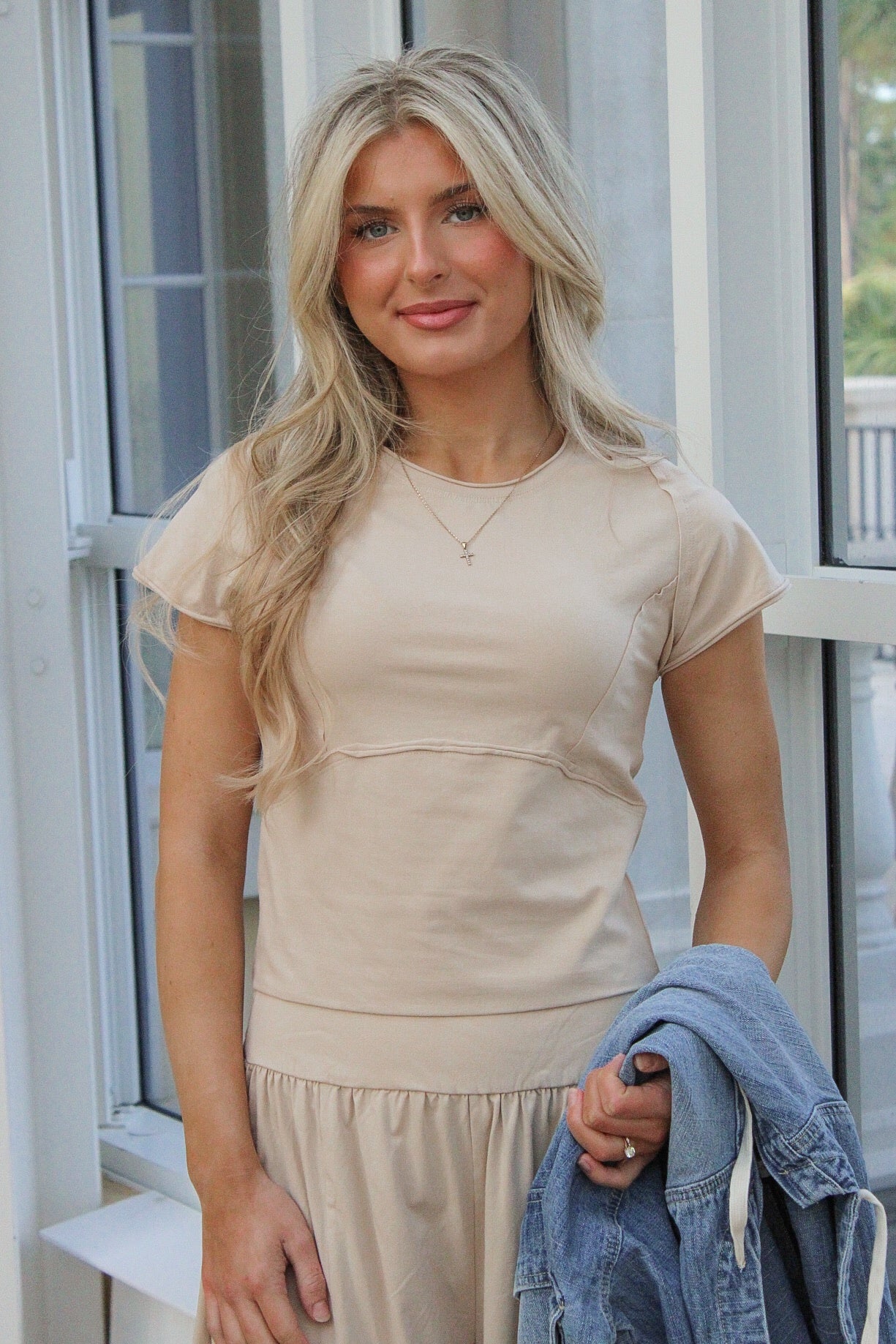 Feeling Free Mineral Washed Top - Bone