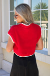 Cozy Cheer Cropped Sweater - Crimson