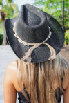 Coastal Beach Babe Cowrie Shell Hat - Black
