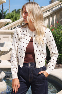 The Uptown Polka Dot Cardigan - Cream