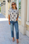On The Go Geometric Pattern Top - Tan/Navy