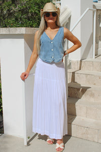 Time To Celebrate Smocked Midi Skirt - White