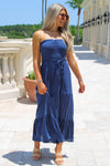 Sunset Breeze Smocked Maxi Dress - Navy