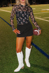 Gameday Tailgating Football Mesh Top - Black