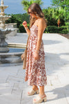 Tropical Times Smocked Midi Dress - Mocha