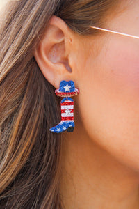 Patriotic Western Boot Earrings
