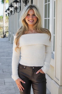Soft Intentions Off Shoulder Sweater - Cream