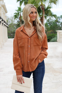 Dear John: Adrianna Ladder Trim Top - Pumpkin Spice