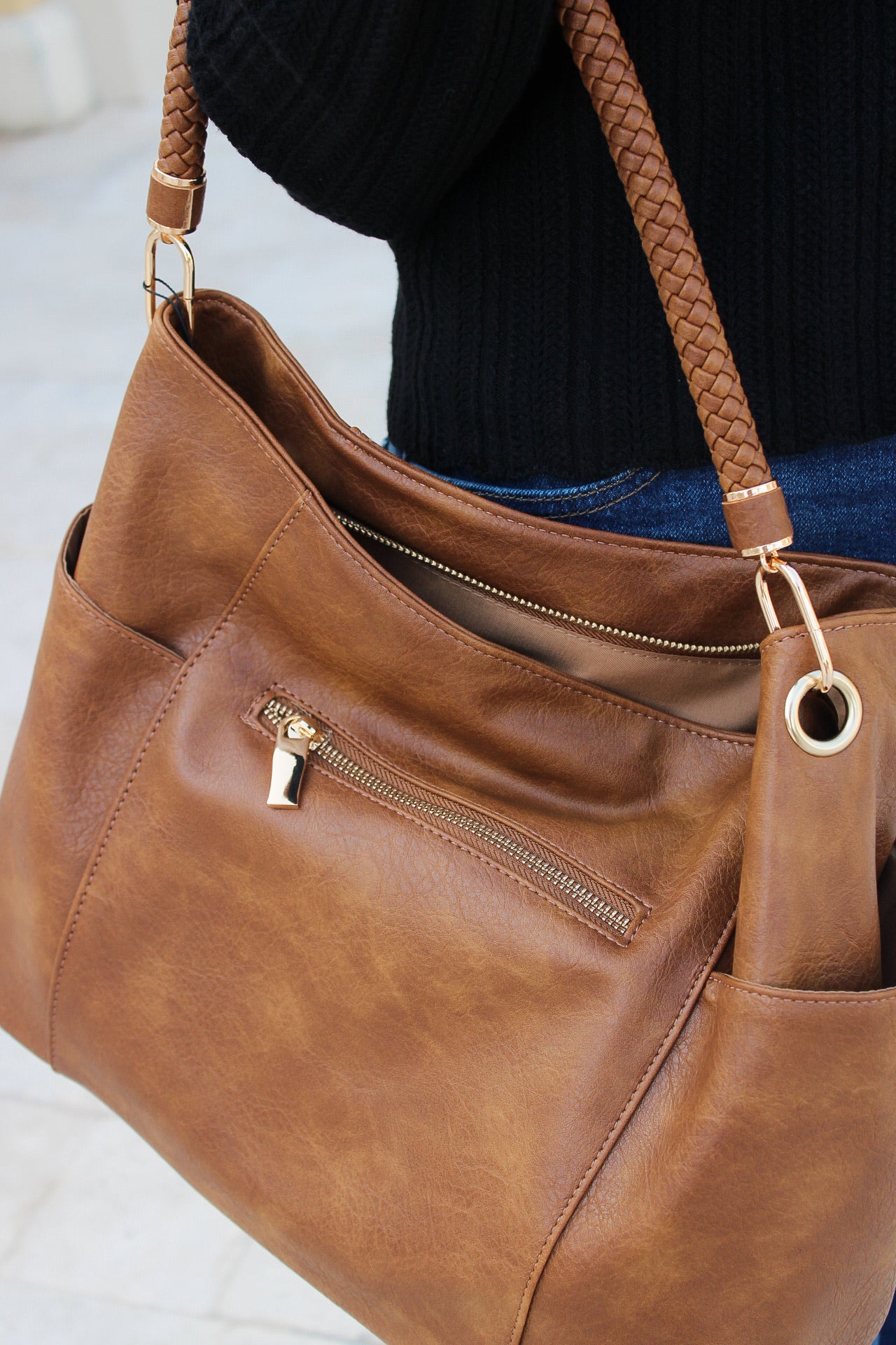 The Lennon Braided Accent Bag - Brown