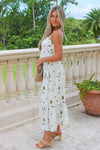 Blissful Meadows Floral Embroidery Scallop Midi Dress - Moss Green