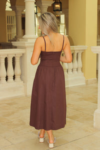 Forever Yours Sweetheart Midi Dress - Brown