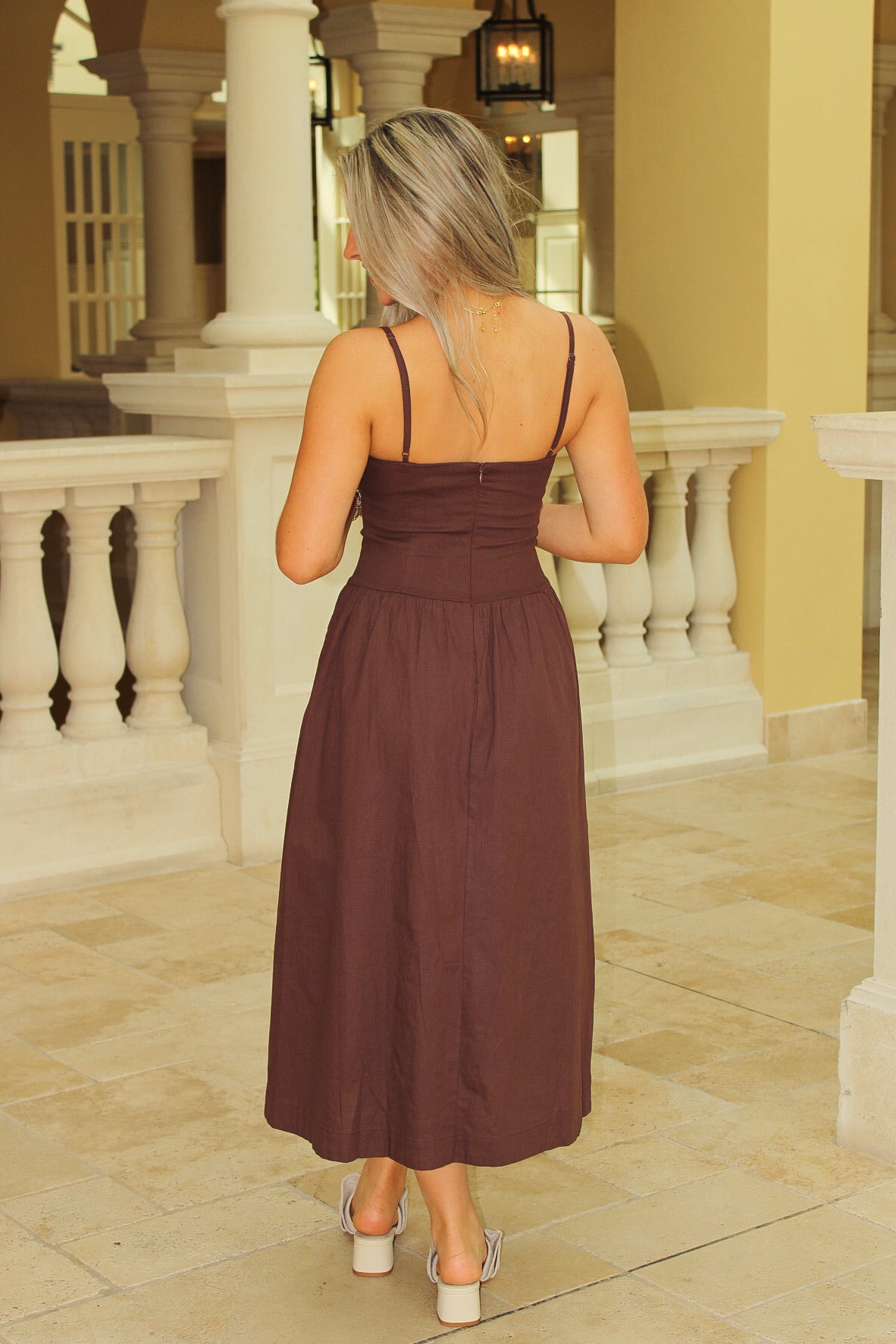 Forever Yours Sweetheart Midi Dress - Brown