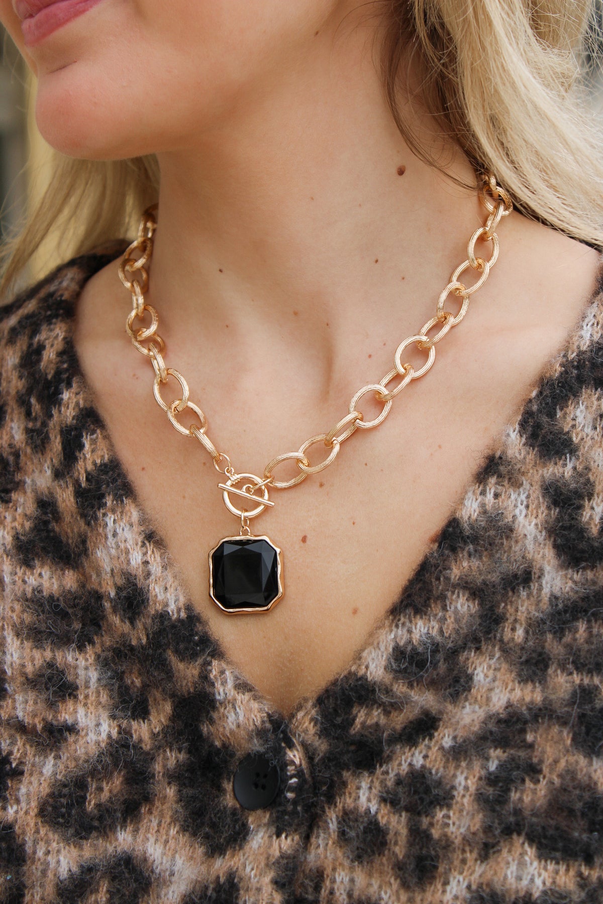 Fall Trends Chunky Chain Necklace - Black