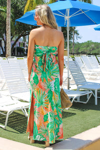 Paradise Dreams Strapless Maxi Dress - Papaya