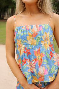 Sadie & Sage: Beach Cowgirl Pleated Cami - Blue Multi
