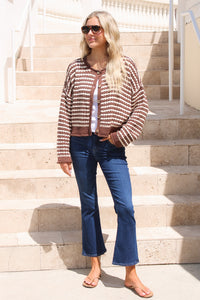 The Getaway Striped Cardigan - Brown
