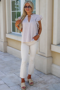 Boat Trips Striped V-Neck Top - Coco