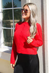 Edgy Warmth Button Down Cardigan - Red