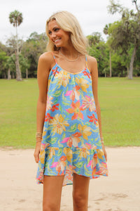 Sadie & Sage: Beach Cowgirl Mini Dress - Blue Multi