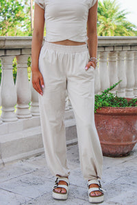 Keepin' It Trendy Jogger Sweatpants - Bone