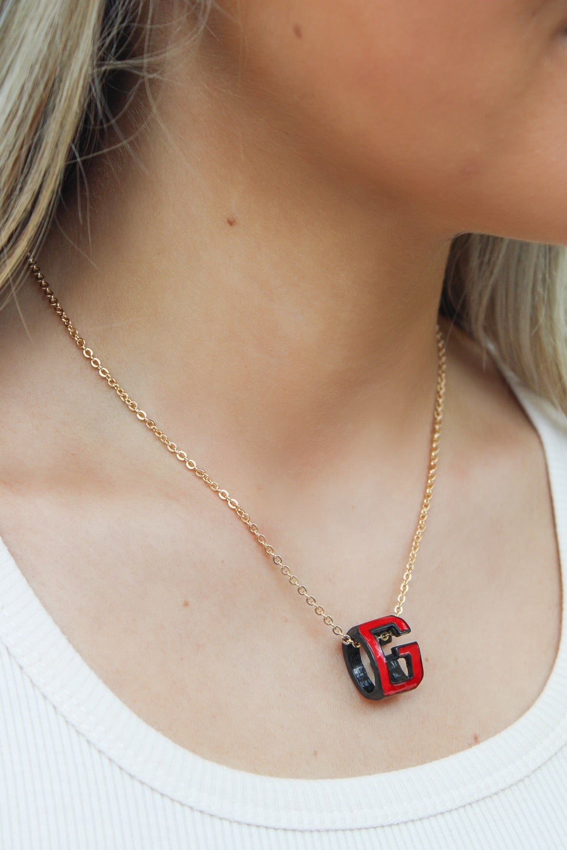 Gameday Letter "G" Necklace - Red