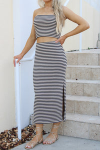 Z Supply: Ainslie Stripe Midi Skirt - Putty