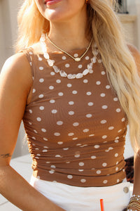 Vienna Nights Boat Neck Mesh Top - Brown