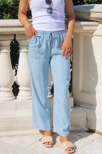 Clear Skies Striped Wide Leg Pants - Lt. Denim