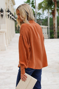 Dear John: Adrianna Ladder Trim Top - Pumpkin Spice