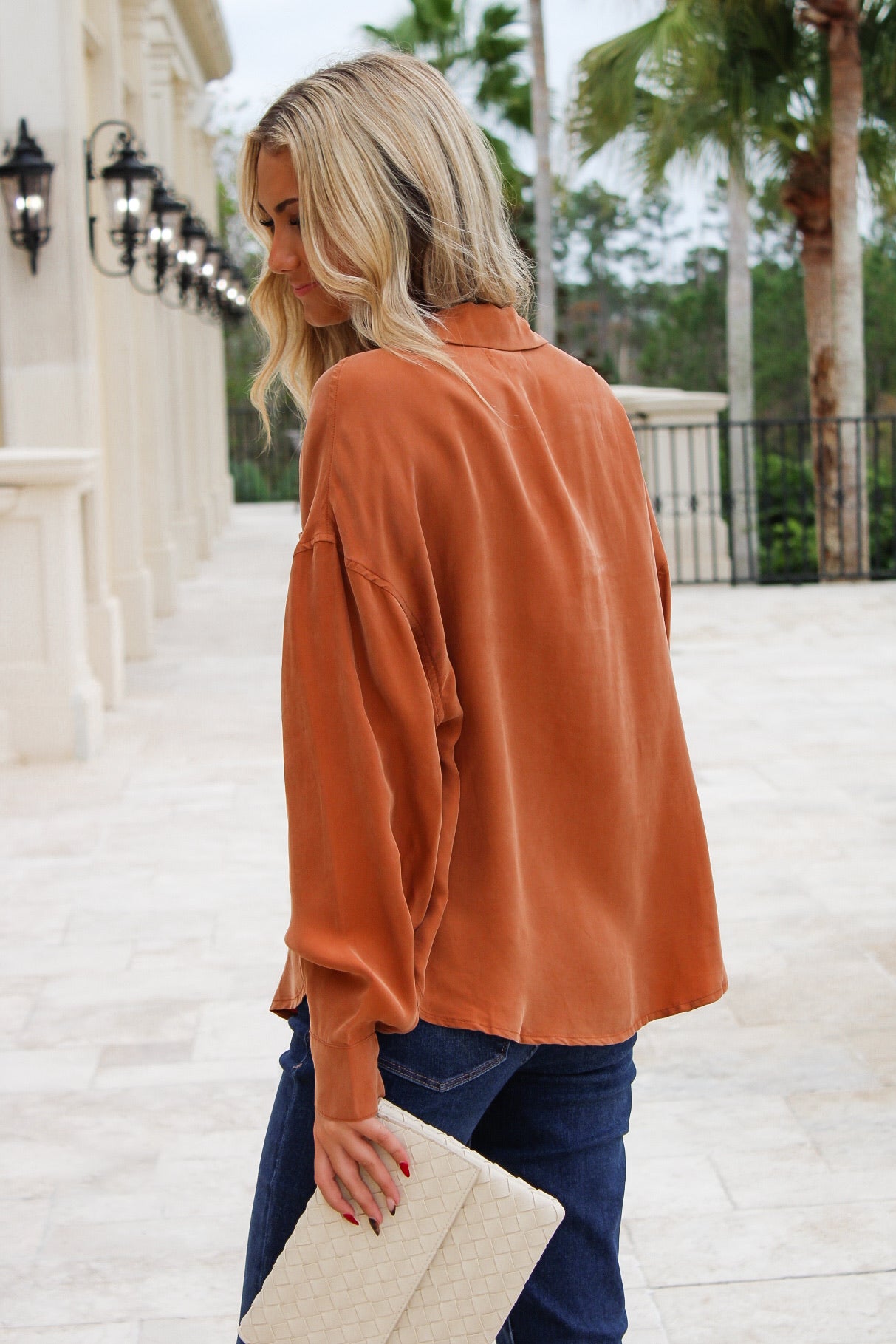 Dear John: Adrianna Ladder Trim Top - Pumpkin Spice