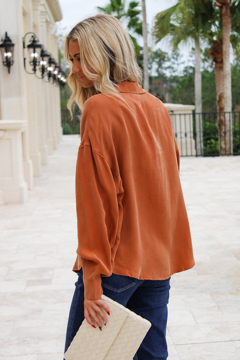 Dear John: Adrianna Ladder Trim Top - Pumpkin Spice