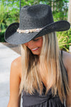 Coastal Beach Babe Cowrie Shell Hat - Black
