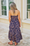 On My Mind Geo Print Halter Midi Dress - Navy
