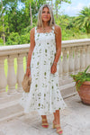 Blissful Meadows Floral Embroidery Scallop Midi Dress - Moss Green