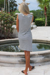 In The Moment Striped Wrap Tank Dress - Navy