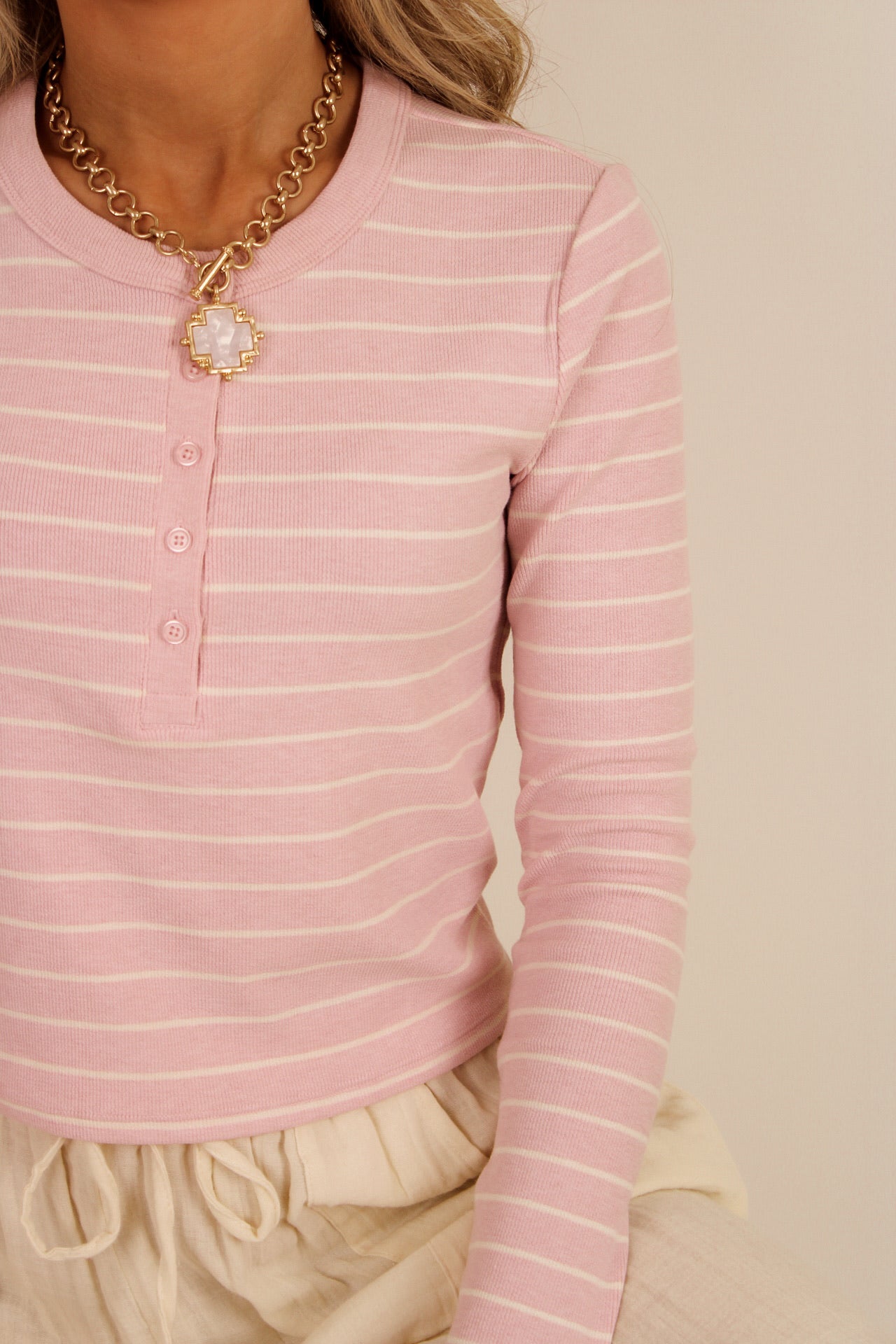 Z Supply: Ferris Henley Striped Top - Washed Pink