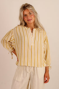 Calling For Spring Striped Top - Yellow