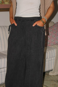 Sunday Escape Wide Leg Ribbed Pants - Black