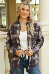 Perfectly Planned Plaid Button Down Top - Navy Multi