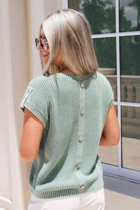 Autumn Days Knit Tab Sleeve Sweater - Olive
