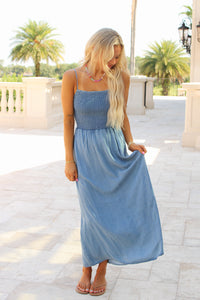 Z Supply: Bayside Chambray Midi Dress - Medium Chambray