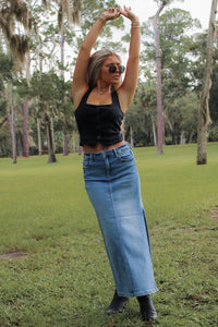 Hidden: Peyton Side Slit Midi Shirt - Medium Light