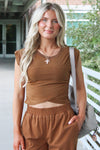 Keepin' It Trendy Mineral Washed  Wrap Top - Walnut