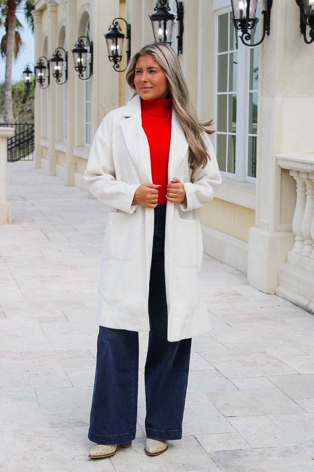 Out of Town Open Front Coat - Ivory