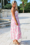 Heading To The Tropics Tiered Midi Dress - Pink