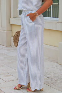 Daydreams Of You Pinstripe Wide Leg Pants - Ivory
