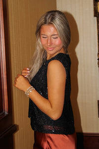 Shimmer & Shine Sequin Top - Black