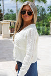 Trendy Days Front Tie Sweater -  Cream