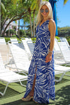 Maui Beaches V-Neck Maxi Dress - Blue