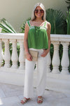 Seabreeze Sleeveless Flowy Crop Top - Green